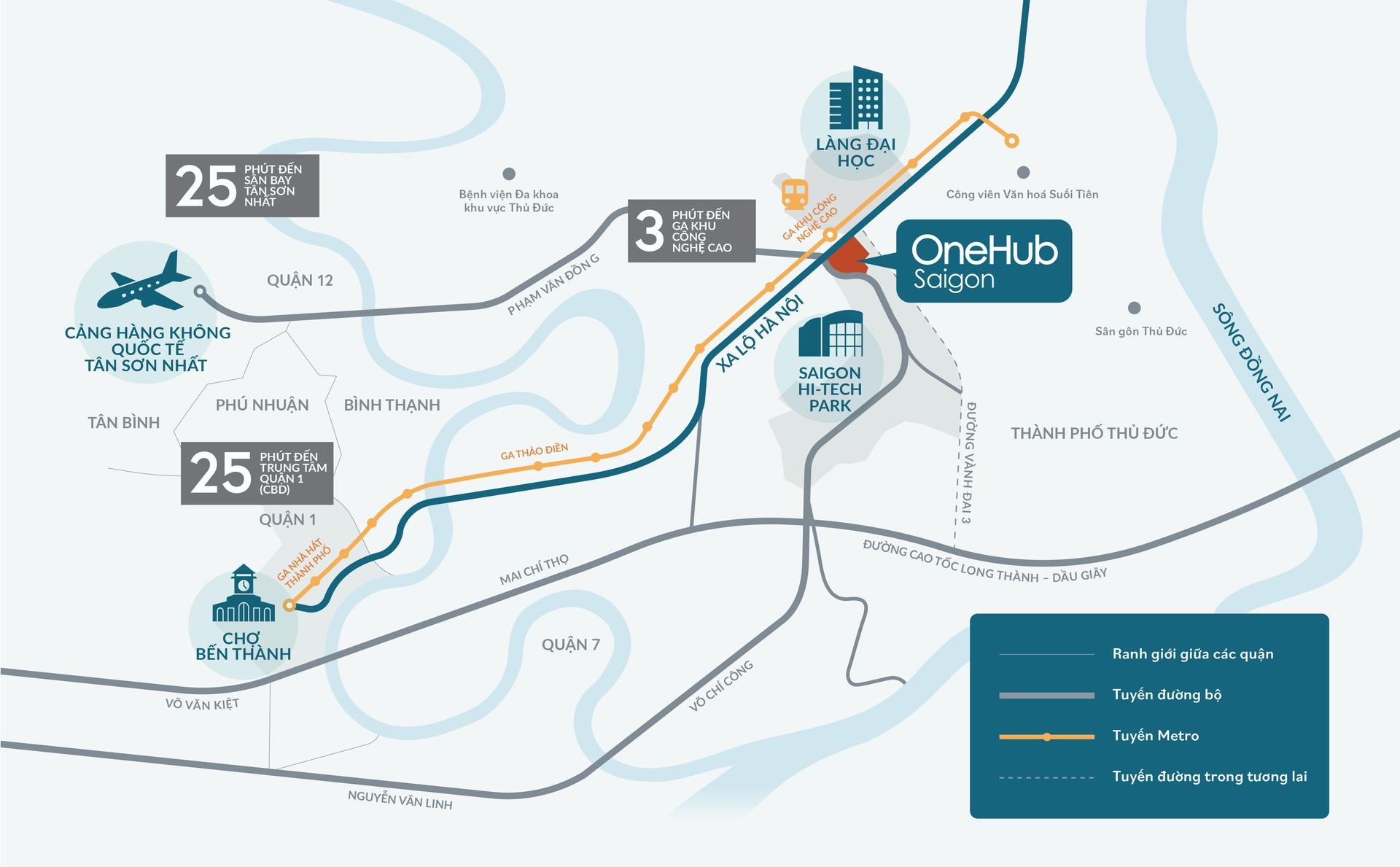 The prime location and extremely convenient traffic connectivity of the OneHub Saigon project