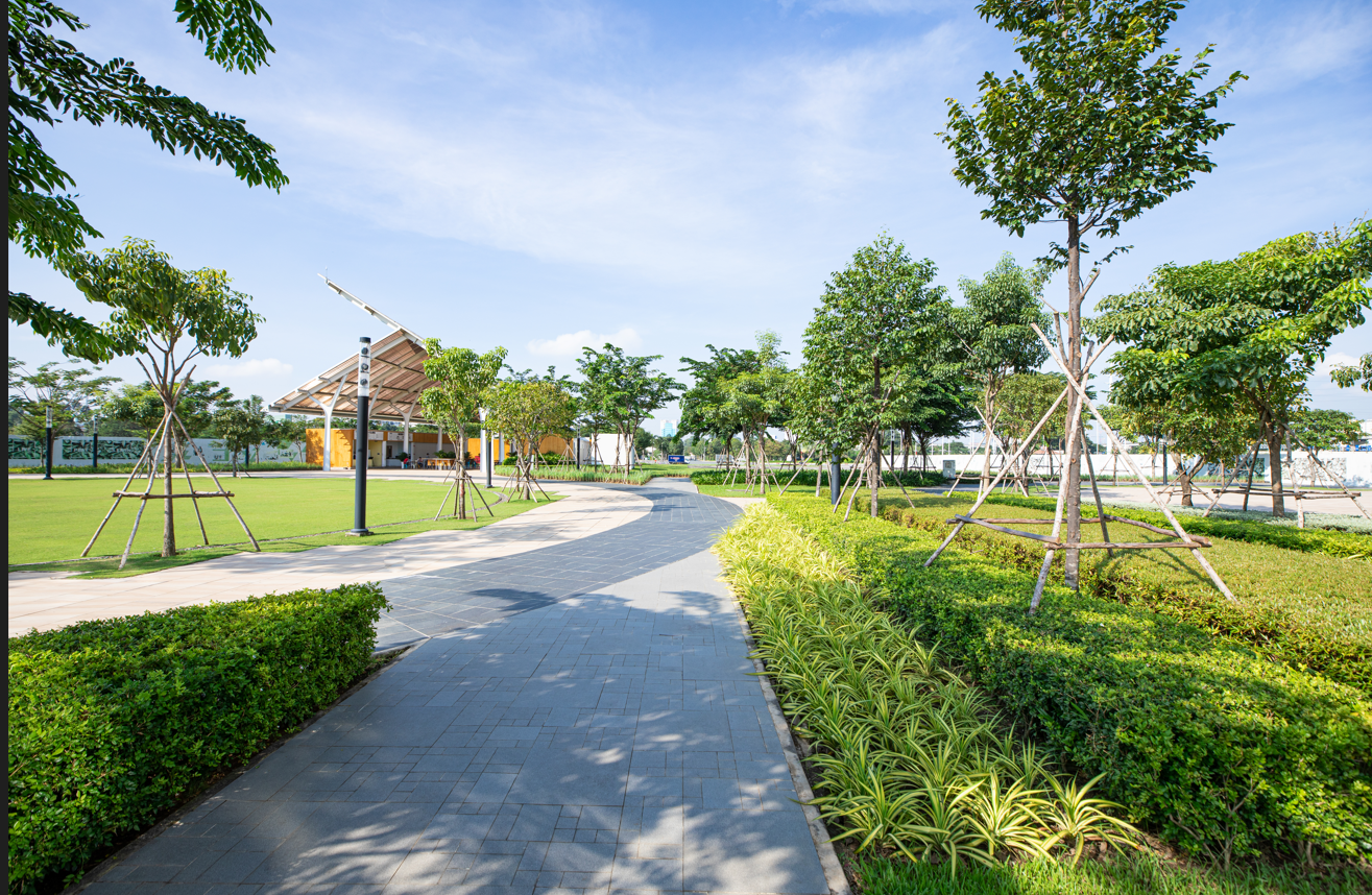 The project has a lot of green space for outdoor activities