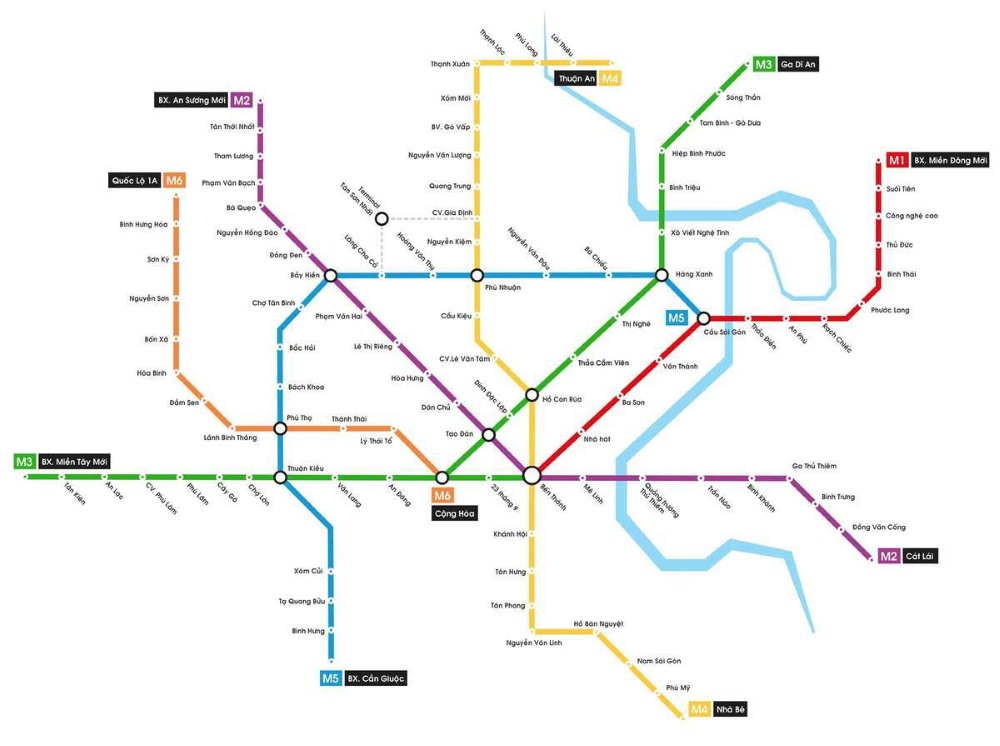 Sơ đồ các tuyến metro đang được lên kế hoạch tại TPHCM