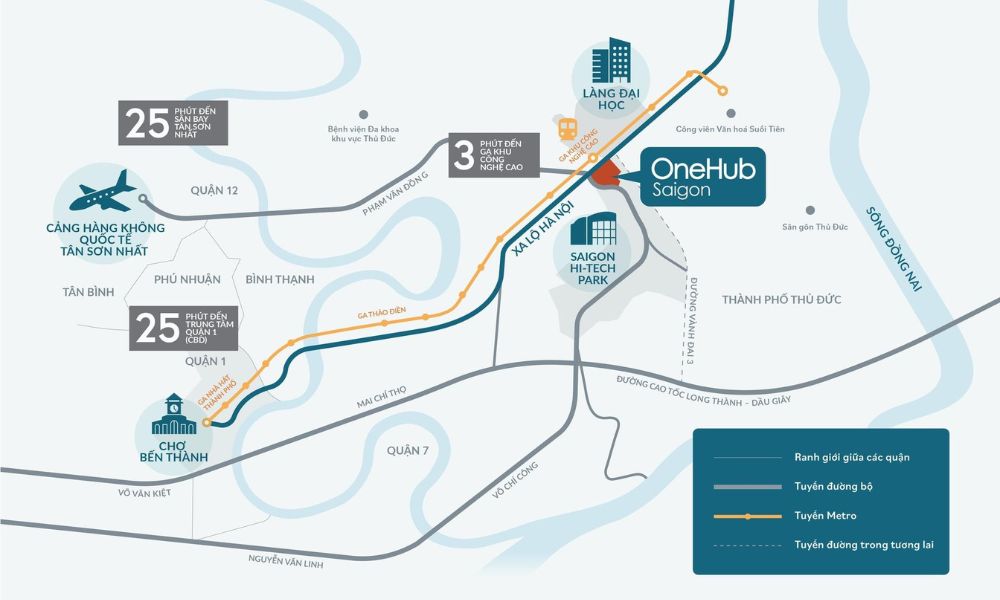 The location connects well to many areas of the OneHub Saigon project