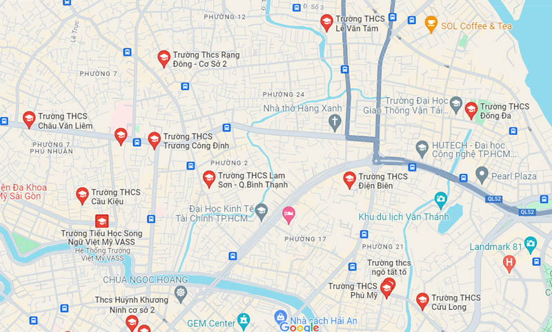 Khu vực Hàng Xanh tập trung nhiều trường học