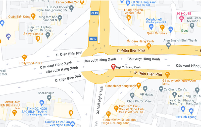 Bản đồ khu vực Ngã tư Hàng Xanh