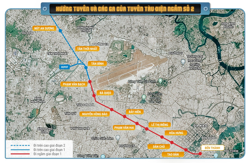 Sơ đồ tuyến Metro số 2 Bến Thành – Tham Lương
