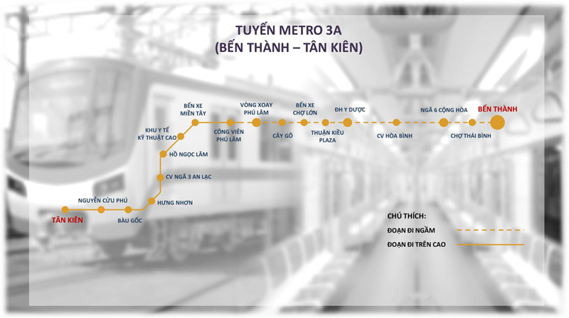 Lộ trình tuyến Metro số 3A