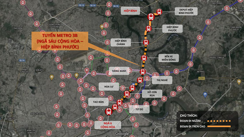 Sơ đồ tuyến Metro 3B
