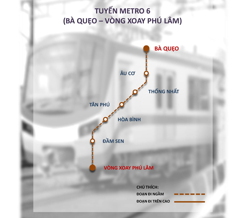 Lộ trình tuyến Metro số 6