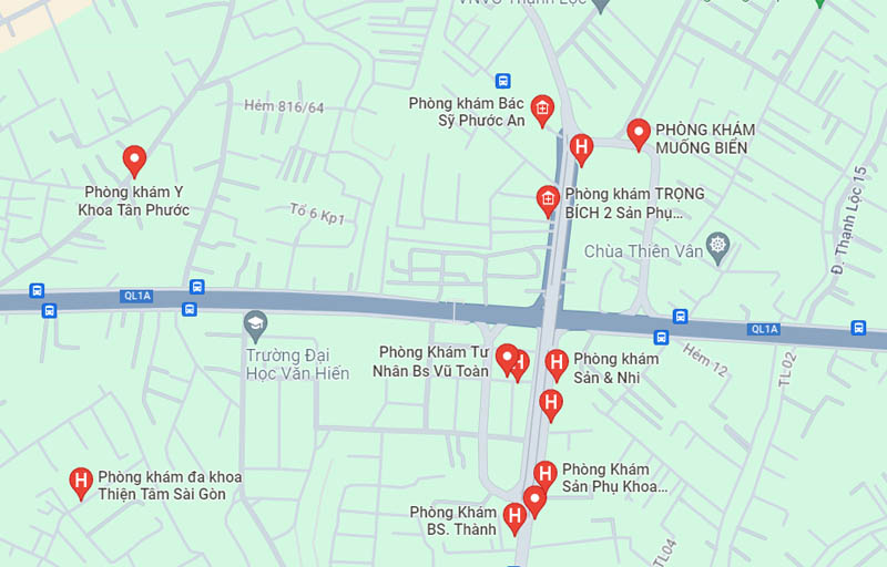Bệnh viện phòng khám gần Ngã Tư Ga