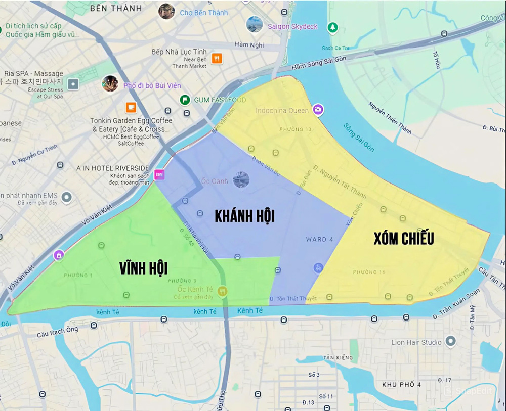 Bản đồ các phường Quận 4 sau sáp nhập