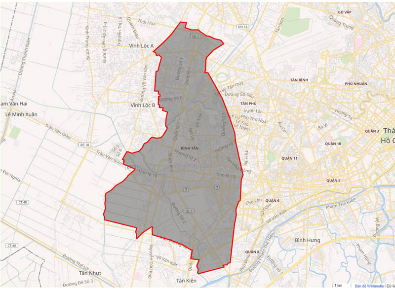 Quận Bình Tân giáp quận nào