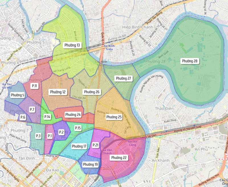 Bản đồ hành chính quận Bình Thạnh