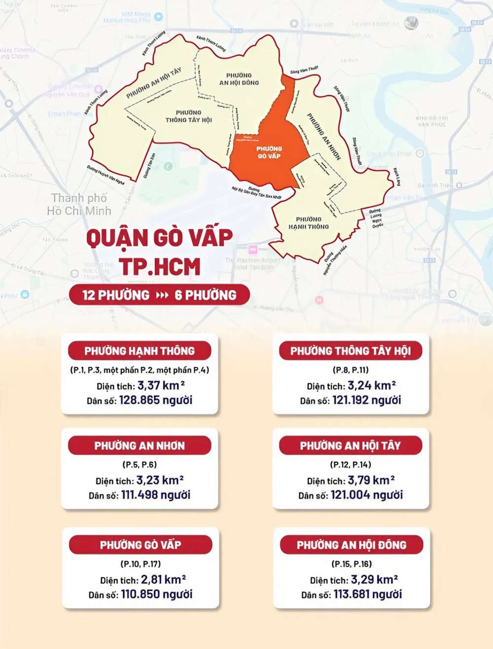 Bản đồ các phường quận Gò Vấp sau sáp nhập