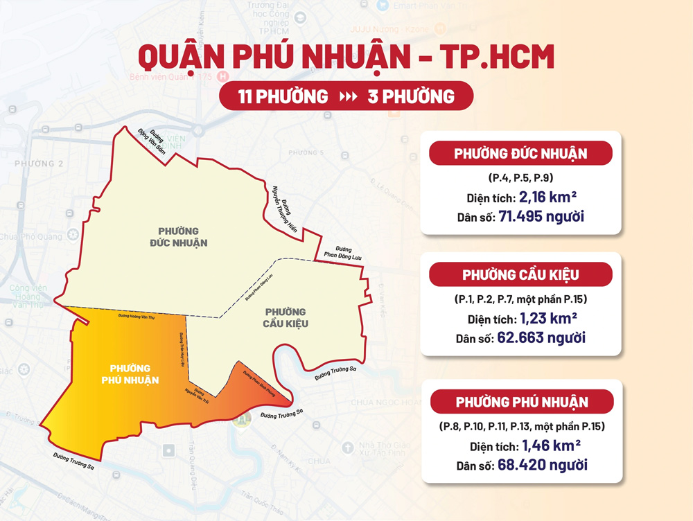 Bản đồ các phường Phú Nhuận sau sáp nhập