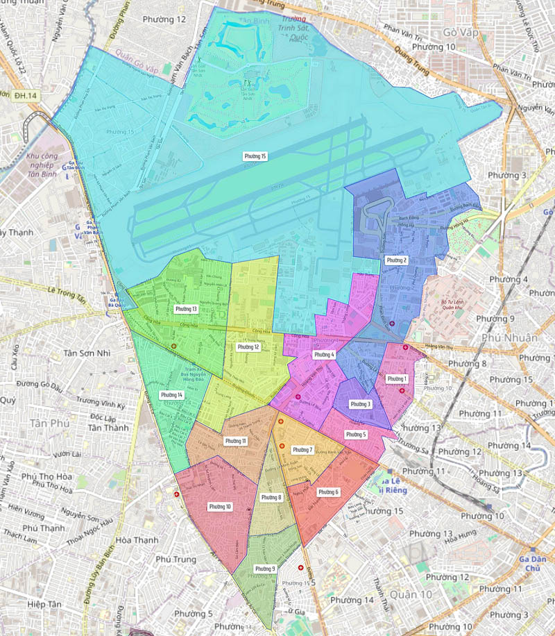 Bản đồ hành chính các phường quận Tân Bình