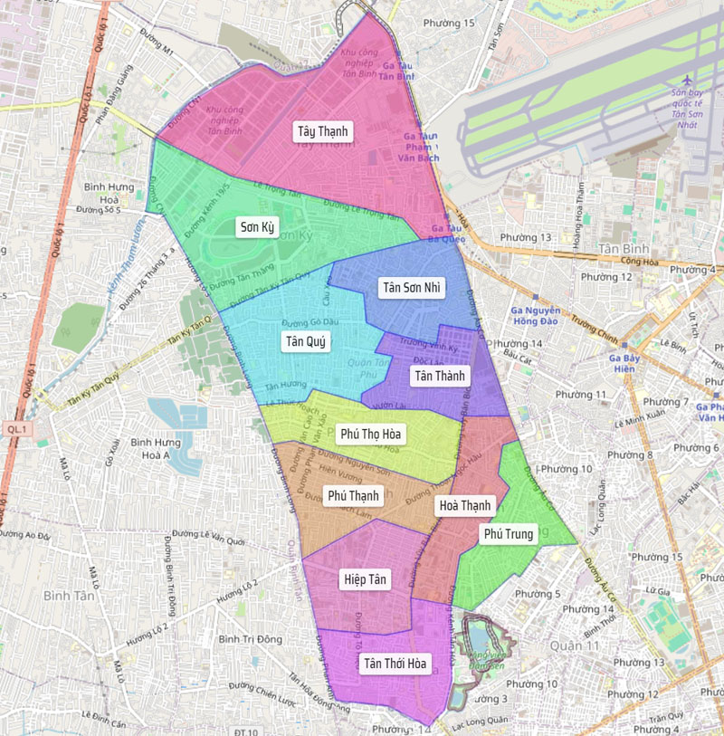 Bản đồ hành chính quận Tân Phú